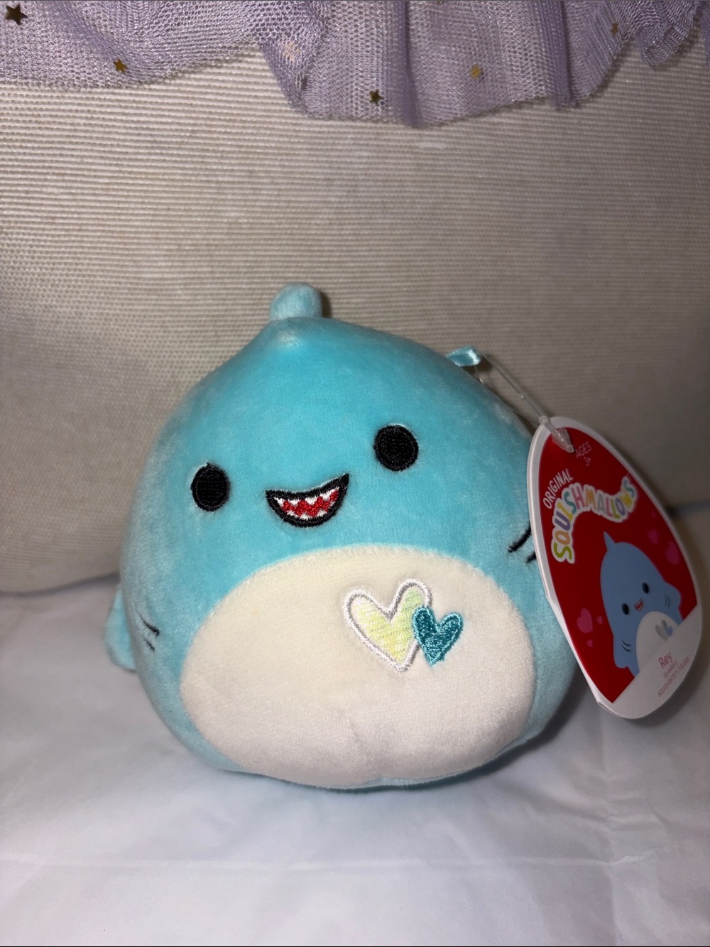 Squishmallows 4.5" Rey Valentines Blue Shark NWT